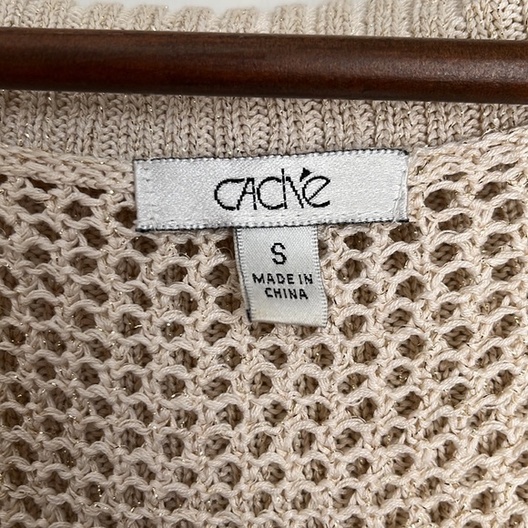 Cache cowl neck sleeveless top in cream with gold threading - Picture 3 of 4